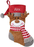 Let's Make Memories Personalized Christmas Stocking - Stockings for Family - Embroidered Name - Custom Christmas Decor - 8”x19” - Plush Friends - Reindeer by LetsMakeMemories