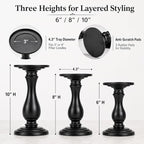Matte Black Pillar Candle Holders Set of 3-10", 8", 6”H Candlestick Candle Holders Stand, Home Coffee Table Decor Decorations Centerpiece for Dining/Living Room - Image 2