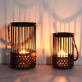 2PCS Candlestick Candle Barrels Moroccan Style Retro Lanterns Projection Lights Hollowed-Out Decorations Home Ramadan Hanging Outdoor Indoor Courtyard Porch Festival Weddings by Unknown