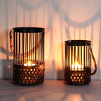 2PCS Candlestick Candle Barrels Moroccan Style Retro Lanterns Projection Lights Hollowed-Out Decorations Home Ramadan Hanging Outdoor Indoor Courtyard Porch Festival Weddings by Unknown