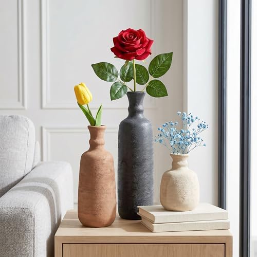Ceramic Vase Set, 3Pcs Flower Vases for Modern Boho Farmhouse Decor, Decorative Vases for Pampas Grass & Dried Flowers, Distressed Finish - Image 5