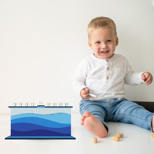 The Dreidel Company Blue Wave Design Glass Candle Hanukkah Menorah, Handcrafted Design, 11 Inch - Image 4