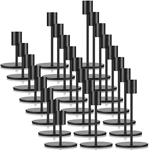 Sieral Candle Holders Bulk Taper Candlesticks Holders Set Modern Decorative Metal Candelabras for Wedding Anniversary Home Dinning Table Centerpiece Xmas Party Decor(Matte Black,24 Pcs) by Sieral