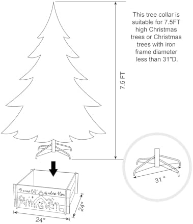 Glitzhome Christmas Tree Collar, 24" L Wooden Nativity Scene Tree Collar Tree Stand Cover Decorative Christmas Tree Skirt Collar for Christmas Decoration - Image 4
