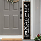 Welcome-ish Standing for Front Porch Sign 45"X9" Wood Black by LuZhiQiang