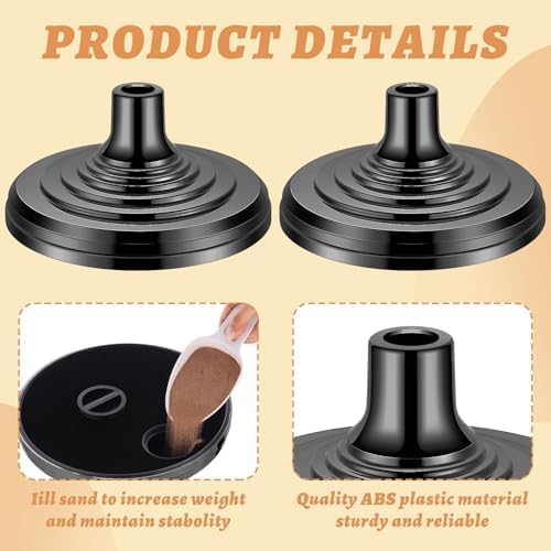 Leinuosen 4 Pcs Flag Holder Stand FlagPole Stand Flag Pole Base for Indoor Outdoor 1.3/1.1 Inch Diameter Flagpole Garden House Classroom Churches Meeting Party Flags Banner (Black) - Image 3