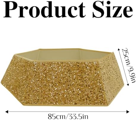 XmasExp Christmas Tree Collar, 33.5 inch Sequin Tree Skirt Stand Base Cover for Home Decor, Large Size 6 Piece Gold - Image 2