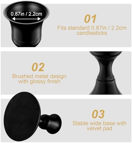 zeochyni 24 Pcs Black Taper Candle Holders Bulk for Wedding, Party Decor - Image 6