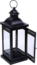 Hosley 15" Clear Glass Iron Lantern - Large Black Classic Style, Decorative Candle Holder for Weddings, Parties, Aromatherapy, Spa, LED Candles, Home Décor Gift by HOSLEY