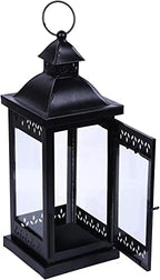 Hosley 15" Clear Glass Iron Lantern - Large Black Classic Style, Decorative Candle Holder for Weddings, Parties, Aromatherapy, Spa, LED Candles, Home Décor Gift by HOSLEY