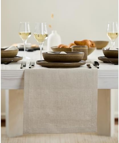 Solino Home 100% Pure Linen Table Runner Natural Long, Fete 14 x 156 in by SolinoHome