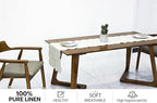 100% Natural Linen Rustic Scalloped Embroidery Table Runner 90 Inches Long, Linen Table Runner 14 x 90 Inch for Dresser and Dining Tables Decor, 6-8 Sets, 14''x90'' Linen(Edges-Gold) - Image 2