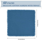 Pesonlook 60 Pcs Cyan Handmade Cotton Cloth Napkins with Fringe, 16x16 Inch - Image 2