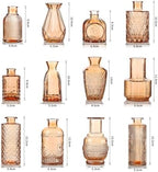 Bud Vases Set of 12, Small Mini Glass Vases for Centerpieces - Elegant Vintage Style - Perfect for Table Decor, Wedding, Party Centerpieces - Great Gift for Home Decor Lovers (Amber) - Image 3