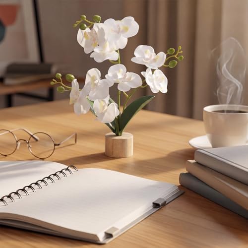 Soulchen 6 Pcs 12'' Artificial Orchid Flowers Fake Tabletop Phalaenopsis - Image 5