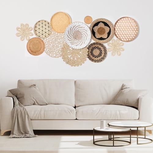 FillTouch 15 Pcs Boho Wall Basket Decor Wicker Woven Hanging Farmhouse - Image 5