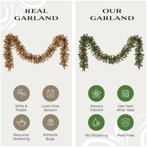 National Tree Company 9ft Pre-Lit Crestwood Spruce Christmas Garland - Image 5