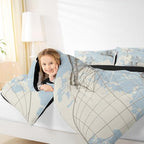Erosebridal Nautical Comforter Set King, Vinatge Sailboat Bedding Set Room Decor, White Blue World Map Sketch Down Comforter, Retro Anchor Compass Quilt Set, Yacht Ship Bedding Comforter Sets, 3Pcs - Image 7