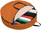 36 Inch Round Storage Bag 1 Pack,Solid Art Minimalist Pure Orange Waterproof Wreath Storage Container with Handles&Zipper Plain Single Bright Color Closet Organizer Bags Garland Box - Image 2