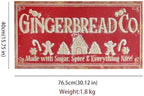 30" Vintage Metal Christmas Wall Sign - Gingerbread Co. Rustic Wall Mount Holiday Decor Distressed Wall Hanging Iron Painting Plaque Christmas Wall Art for Home Mantel Porch Bakery (Red#3) - Image 2