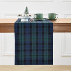 Solino Home 100% Pure Linen Table Runner, 14 x 108 in, Blue and Green Plaid by SolinoHome