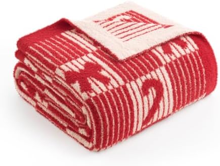 Snuggle Sac Candy Cane Christmas Throw Blanket, Ultra Soft Cozy Decorative Checked Throw Blanket for Couch, Sofa and Bed for Christmas,(Red,50x60 inches,) by SnuggleSac