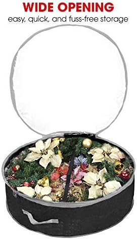 Christmas Wreath Storage Bag 48" with Clear Window | Extra Large Garland Xmas Wreath Container | Durable 600D Oxford Material | XL Huge 48” Holiday Wreath Bags Box (Black) - Image 3