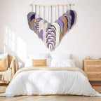 Amestrina Large Macrame Wall Hanging, Boho Chic Macrame Wall Decor, Bohemian Leaf Feather Macrame Wall Art, Handmade Macrame Wall Hanging Tapestry for Bedroom Living Room 31" Wx 31" L (Purple) - Image 3