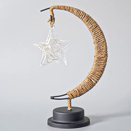 LED Decorative Lamp Star Moon Lamp Table Lamp 3D Magic Moonlight Wrought Iron Night Light Christmas Home Decoration Office Birthday Gift USB Power Supply (Pentagram Blue) - Image 3
