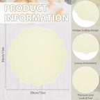 Set of 8 Cotton Linen Placemats, 15x15 Round Scalloped Cloth Table Mats, Embroidery Machine Washable, Wrinkle Resistance Fabric Place Mats for Wedding Summer Baby Shower Party Table Decor-Milky - Image 2