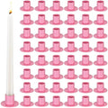48 Pcs Taper Candle Holders Bulk for Wedding Pillar Candles Metal Taper Candlesticks Holders Centerpieces Short Candle Stick Dinner Decor for Party Anniversary Dinning Table Gift (48, Pink) by PINKXHY