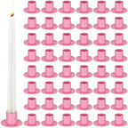 48 Pcs Taper Candle Holders Bulk for Wedding Pillar Candles Metal Taper Candlesticks Holders Centerpieces Short Candle Stick Dinner Decor for Party Anniversary Dinning Table Gift (48, Pink) by PINKXHY