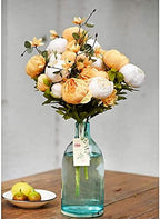 FiveSeasonStuff Mixed Cream & Apricot Artificial Peony Bouquet Set of 2 - Image 6