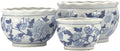 Galt International Blue & White Round Floral Porcelain Ceramic Plant Flower Planter Pot Set of 3 (8", 10", 12") Garden Pots Chinese Asian Design by GaltInternational