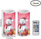 Flameless Pillar Candles Christmas Decorations Snowman Pink Snowflake Flameless Candles with 18-Key Remote Timer for Home Bedroom Living Room Dining Room Table Decorations Set of 2 - Image 3