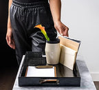 Black Leather Serving Tray with Handles, Glossy Faux Crocodile Print, 17.5x12 Food Drinks Tray for Coffee Table, Breakfast, Dinner & Bar, Decorative Storage Tray for Ottoman, Kitchen, Bedroom, Gift. - Image 2