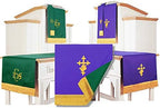 GraduatePro Set of 3 Reversible Parament Set Light Green Purple with Embroidered Cross IHS - Image 6