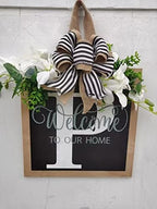 16'' Personalized Last Name Welcome Sign, Door Wreaths for Front Door Outside, Spring Wreath for Front Door Decor, Farmhouse New Home Gifts for Home (P) - Image 4