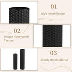 Sziqiqi Black Tall Floor Vase, Cylinder Metal Decorative Vase Set, 2Pcs - Image 4