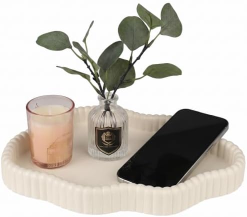 11 in Resin Coffee Table Tray for Home Decor,Bandejas Decorativas para La Sala for Coffee Table Decor,Modern Organizer for Living Room&Kitchen Counter(Model B Beige) by Unknown