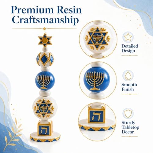 11.8" Hanukkah Table Decor, Home Centerpiece Decorations Indoor - Image 4