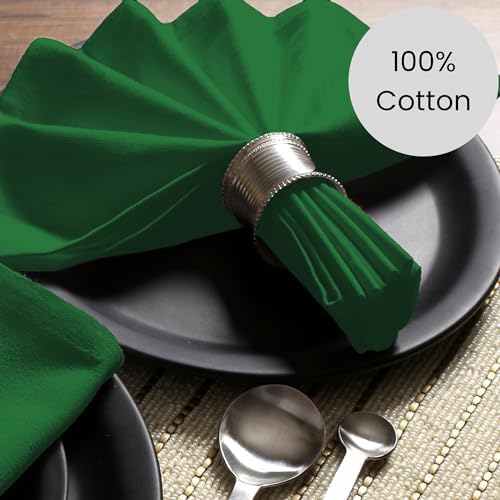 Cotton Clinic Cloth Dinner Napkins - Perfect Everyday Use Table Napkins - Soft Durable Washable - Ideal for Party Wedding Christmas Easter - Set of 12-20x20 inches Green Napkins - Image 3