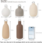 Modern Ceramic Vase Set of 5, Vases Home Decor Rustic Farmhouse Decorative - Image 3