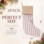 Skylety 4 Pack Christmas Stockings 20 Inch Red Stripe Christmas Stockings - Image 2