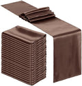 Bencailor 24 Pcs Brown Satin Table Runners Bulk, 12 x 108 Inch by Bencailor