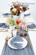 100 Pieces Cloth Napkins Dusty Blue Dinner Cheesecloth Napkins for Wedding,Wrinkled Cloth Napkins Bulk for Home Party Rustic Table Decoration, 17 x 17 Inch - Image 6