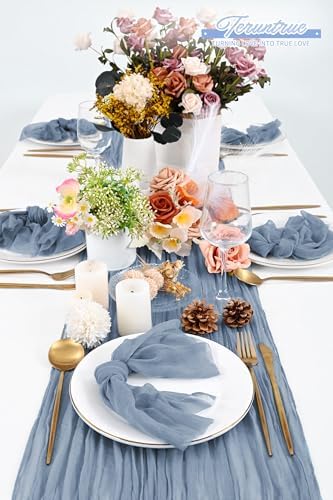 100 Pieces Cloth Napkins Dusty Blue Dinner Cheesecloth Napkins for Wedding,Wrinkled Cloth Napkins Bulk for Home Party Rustic Table Decoration, 17 x 17 Inch - Image 6