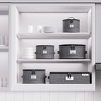 YearningHome China Storage Containers,4 Piece Set,Hard Shell Moving Boxes for Dishes,Plate,Dinnerware,Saucers Quilted Organizer Dividers for Packing Fine China Storage Containers,Grey - Image 5