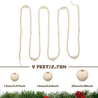 Ceenna 8 Pcs 9ft Rustic Christmas Wooden Bead Garland, Total 72ft, Natural - Image 3