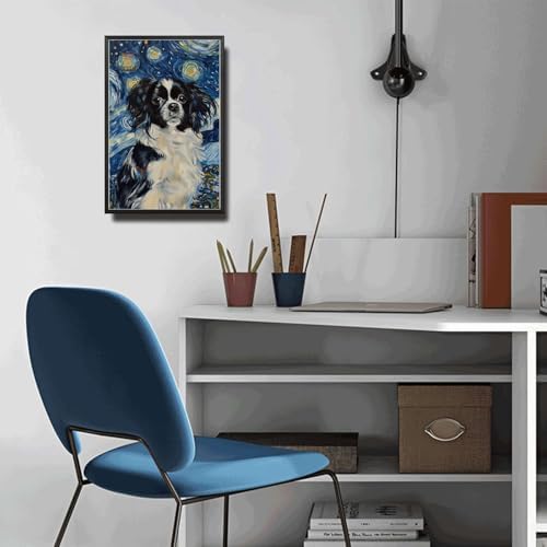 Metal Sign Vintage Tin Sign Papillon Dog Elegance Night Sky and Festive Cheer for Collector's Showcase Corrosion Resistant Aluminum 6×8 Inches with Metal Frame - Image 5